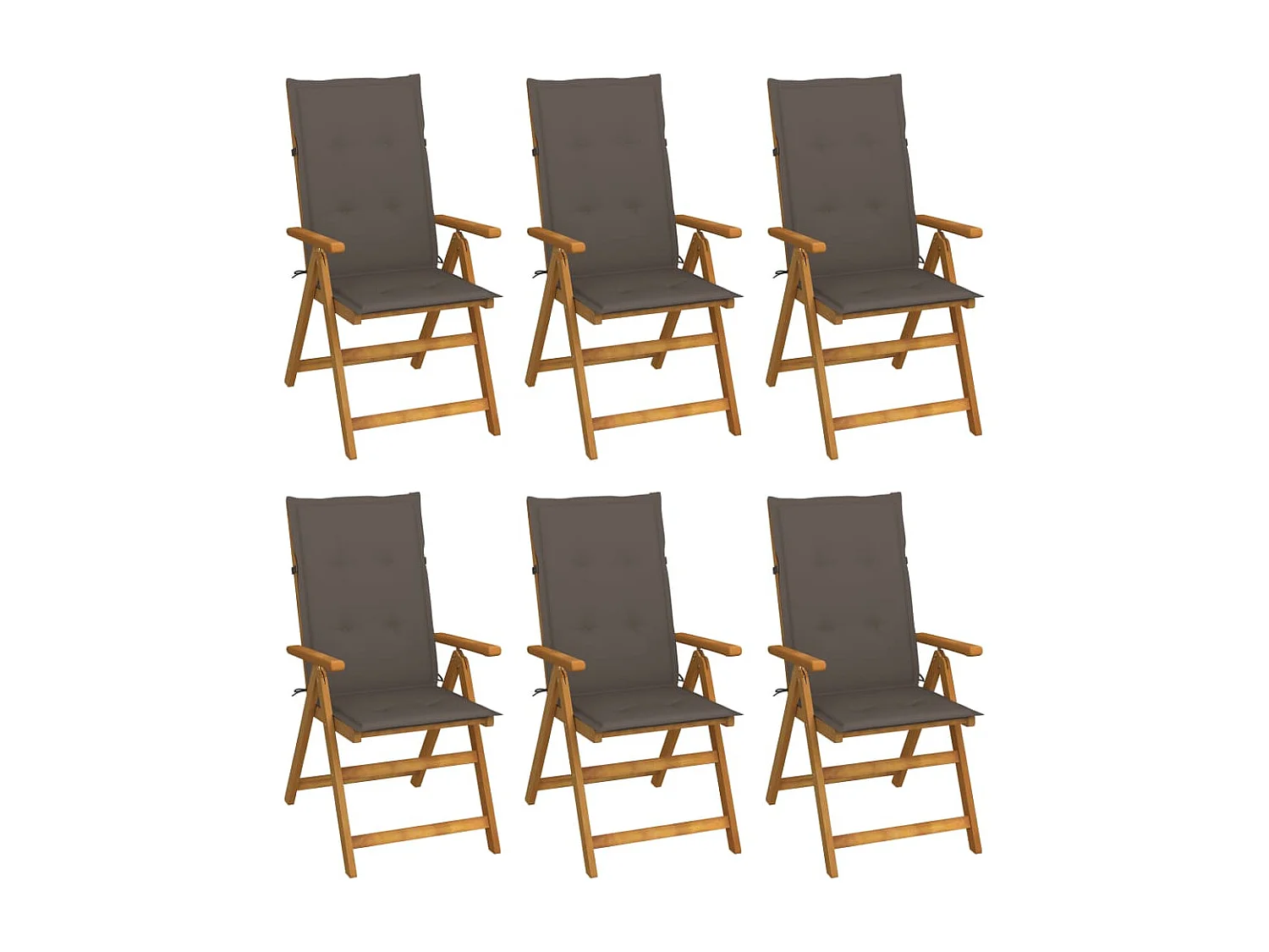 Chaises pliables de jardin 6 pcs avec coussins Bois d'acacia 78