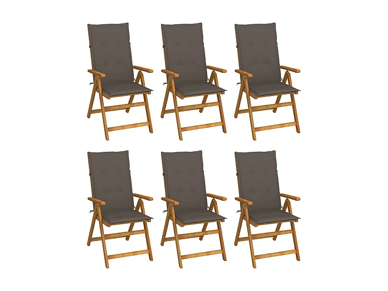 Chaises pliables de jardin 6 pcs avec coussins Bois d'acacia 78