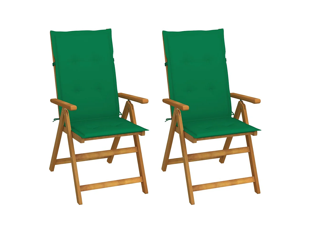Chaises inclinables de jardin 2 pcs avec coussins Bois d'acacia 51
