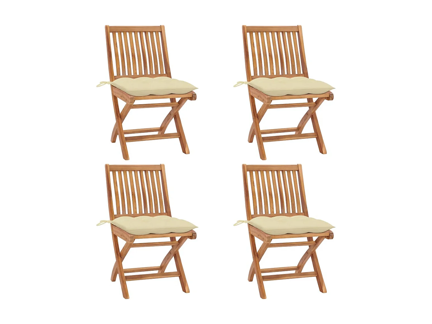 Chaises pliables de jardin avec coussins 4 pcs Teck solide 40