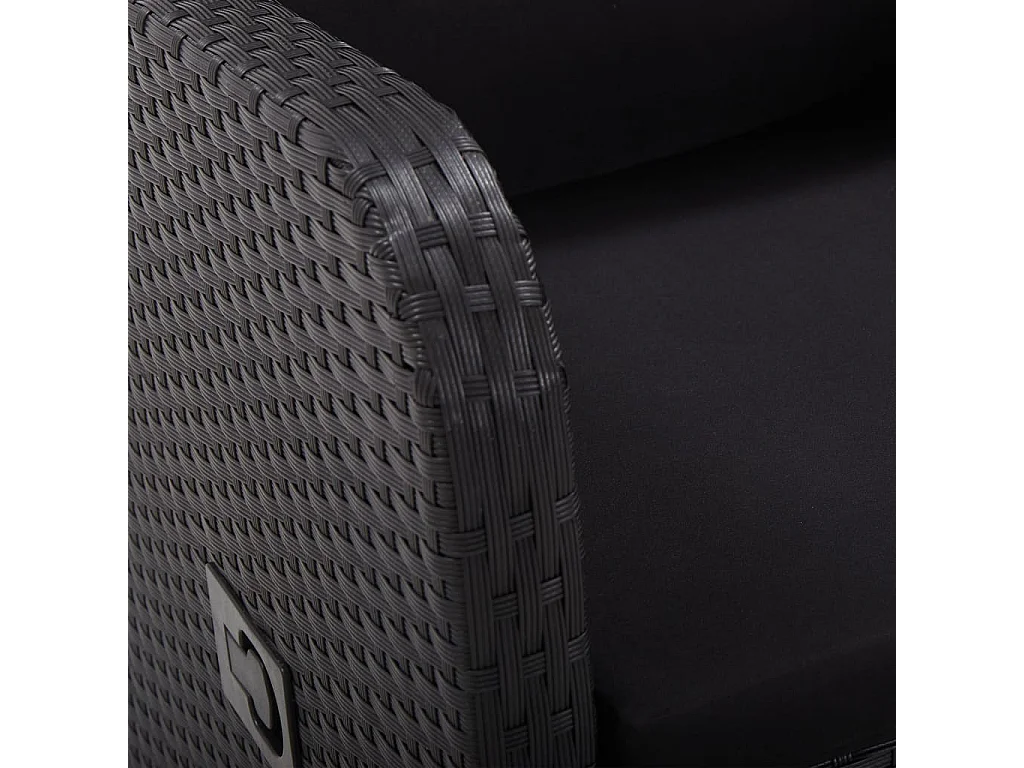 Chaise inclinable de jardin 2pc et coussins Résine tressée Noir