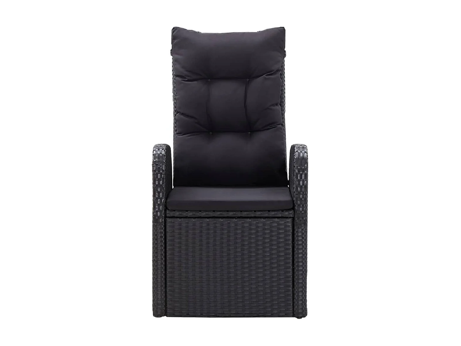 Chaise inclinable de jardin 2pc et coussins Résine tressée Noir