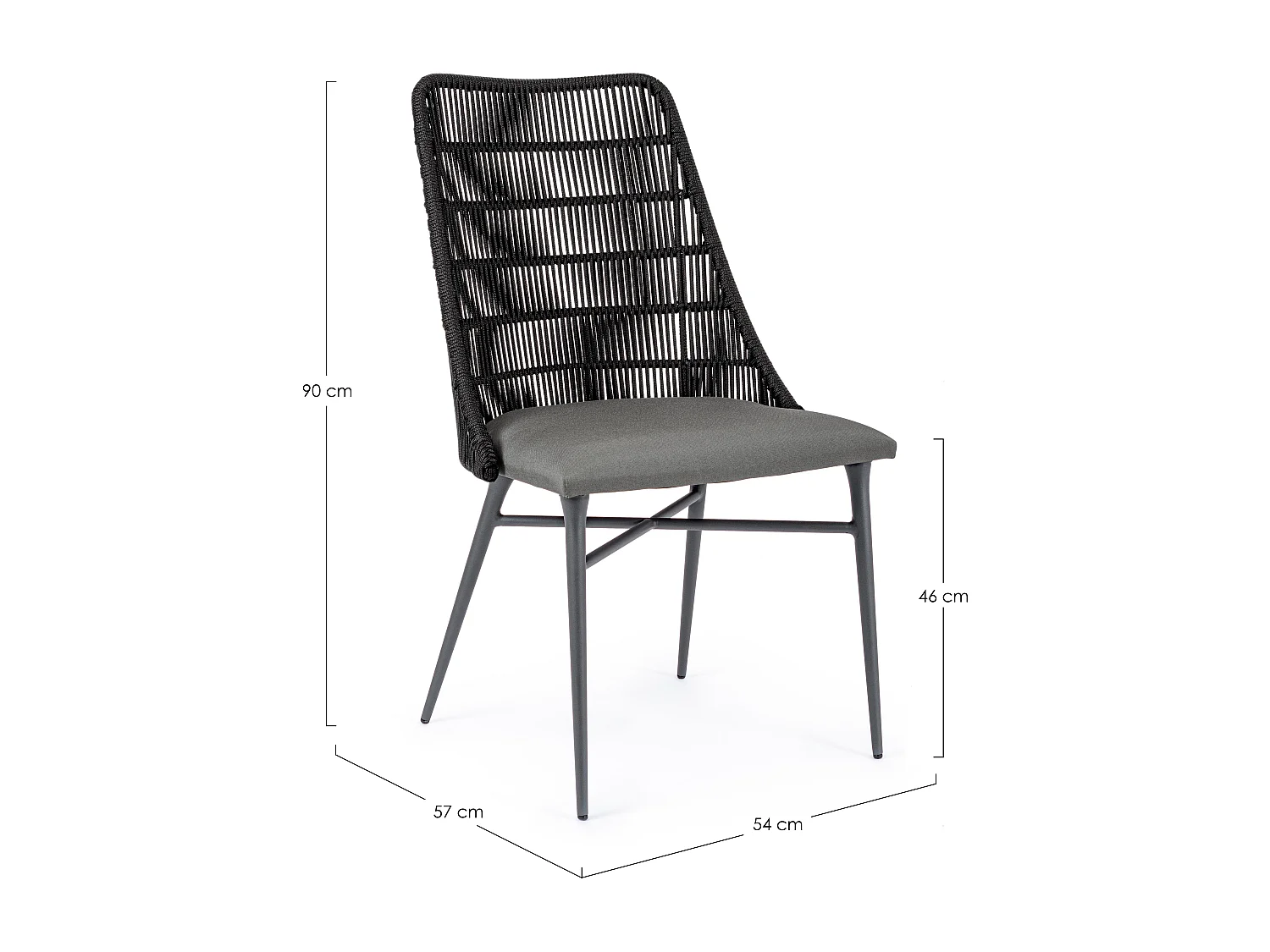 Chaise de jardin aluminium anthracite et gris Tabi - Lot de 2