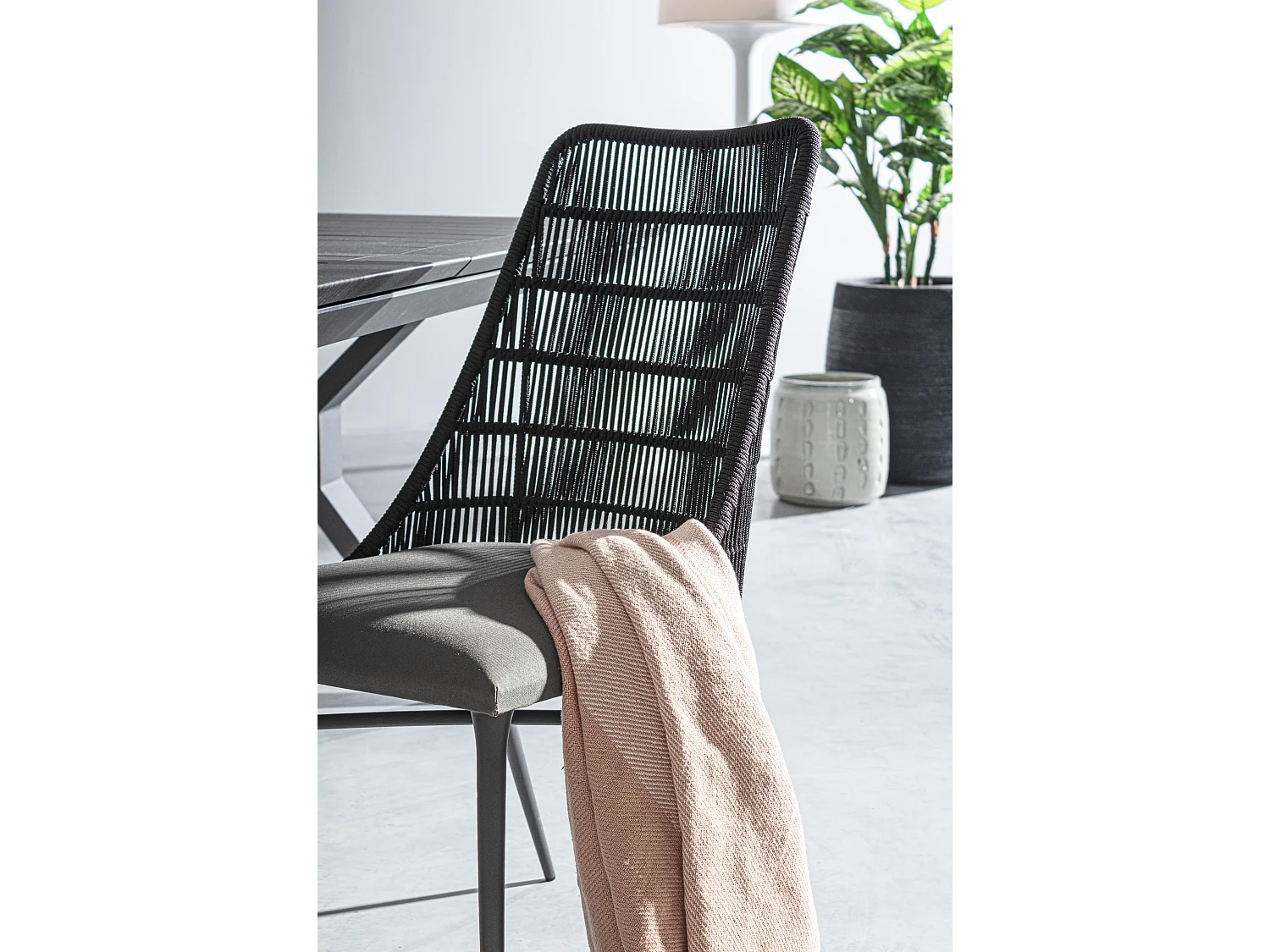 Chaise de jardin aluminium anthracite et gris Tabi - Lot de 2