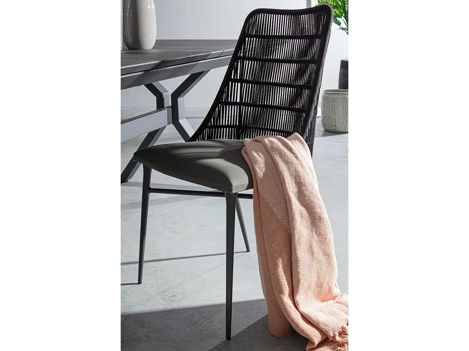 Chaise de jardin aluminium anthracite et gris Tabi - Lot de 2