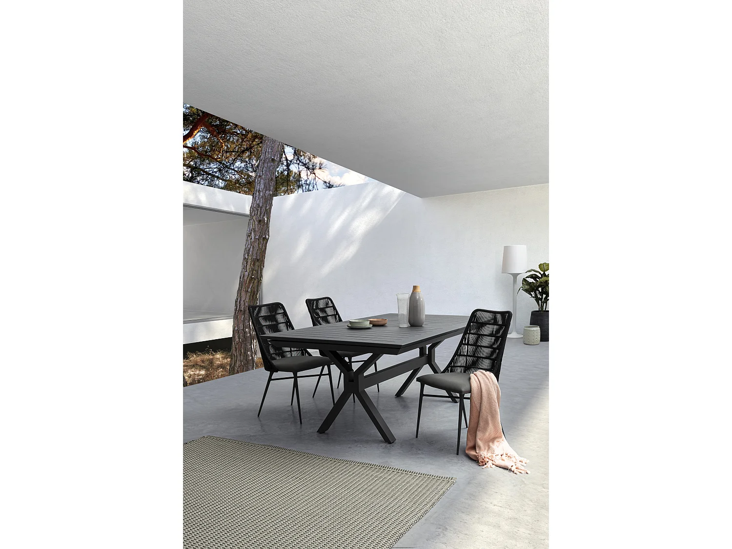 Chaise de jardin aluminium anthracite et gris Tabi - Lot de 2