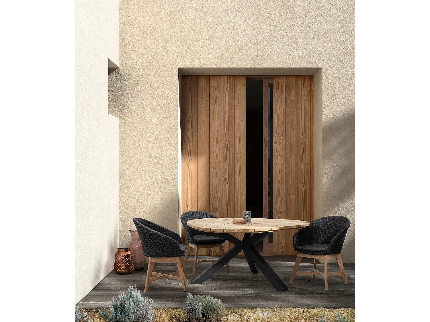 Fauteuil de jardin aluminium anthracite Séla - Lot de 2