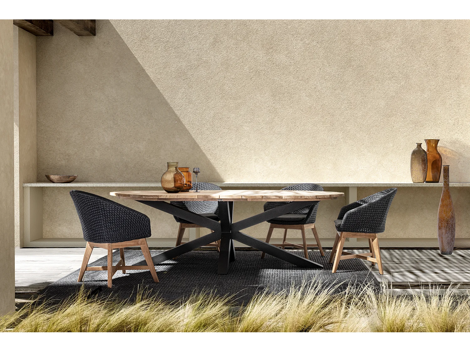 Fauteuil de jardin aluminium anthracite Séla - Lot de 2