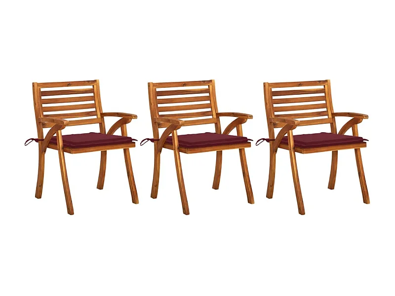 Chaises à dîner de jardin avec coussins 3 pcs Acacia massif 20