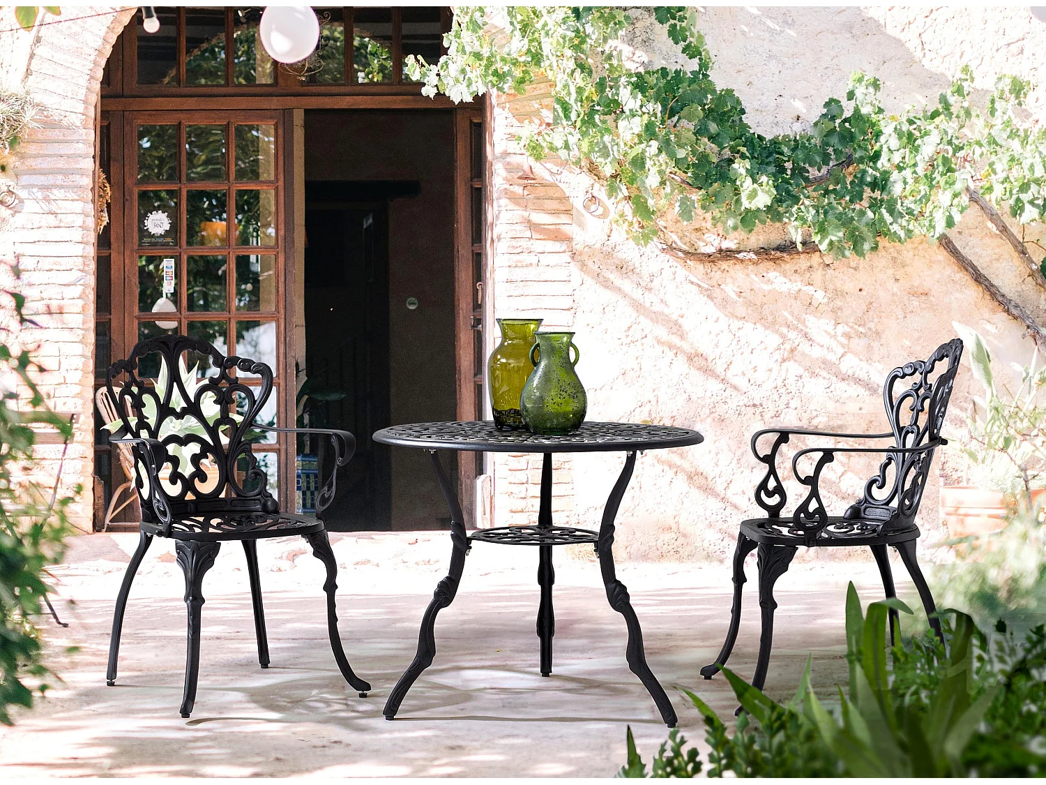 Chaise de jardin aluminium moulée anthracite Vikola - Lot de 2