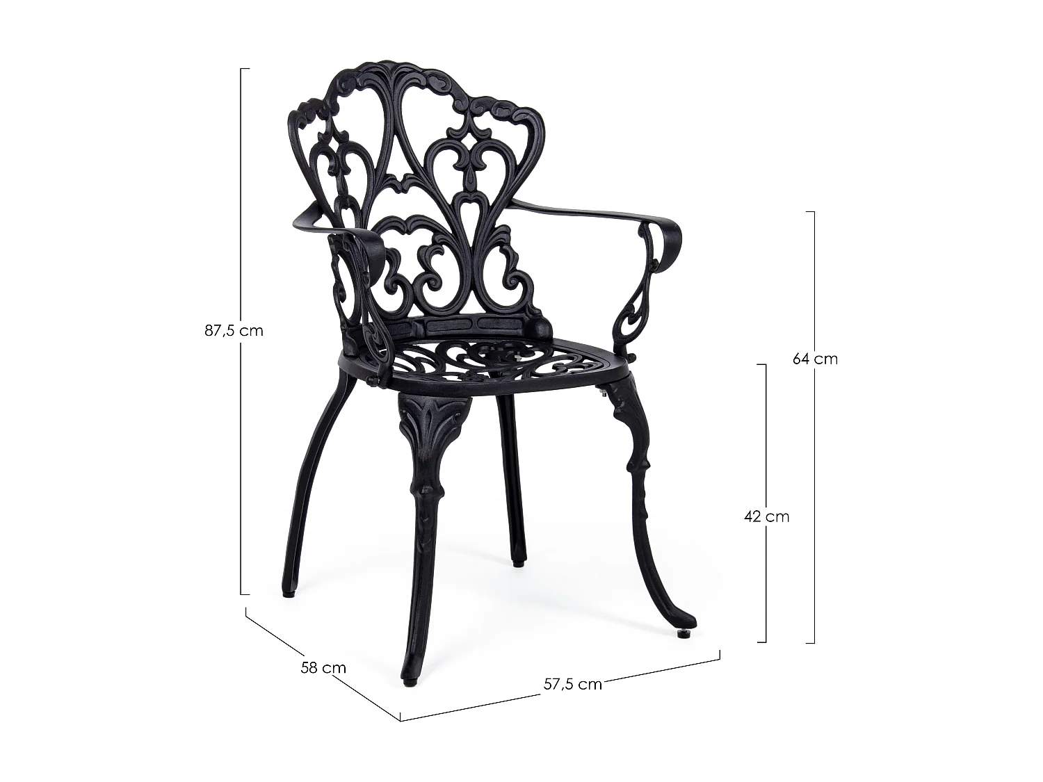 Chaise de jardin aluminium moulée anthracite Vikola - Lot de 2