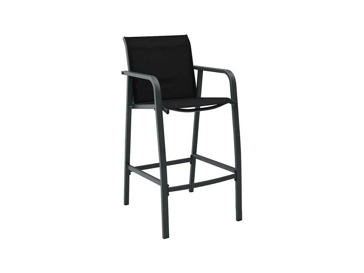 Chaise de bar de jardin textilène et métal noir Nael - Lot de 2