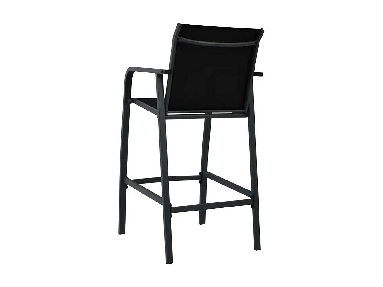 Chaise de bar de jardin textilène et métal noir Nael - Lot de 2