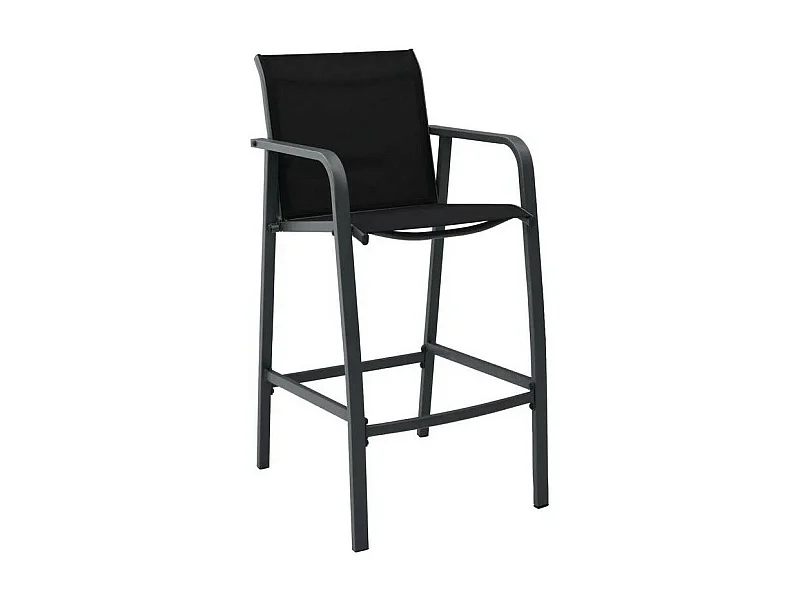 Chaise de bar de jardin textilène et métal noir Nael - Lot de 2