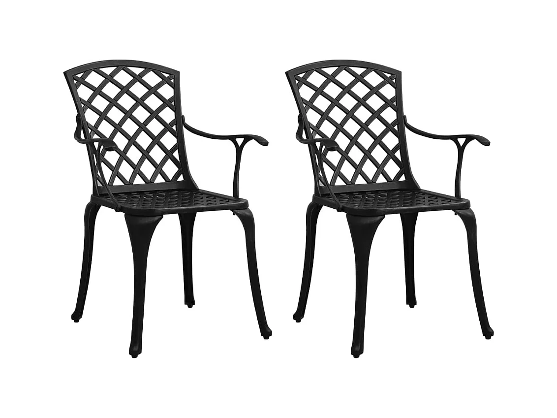 Chaises de jardin 2 pcs Aluminium coulé Noir 2