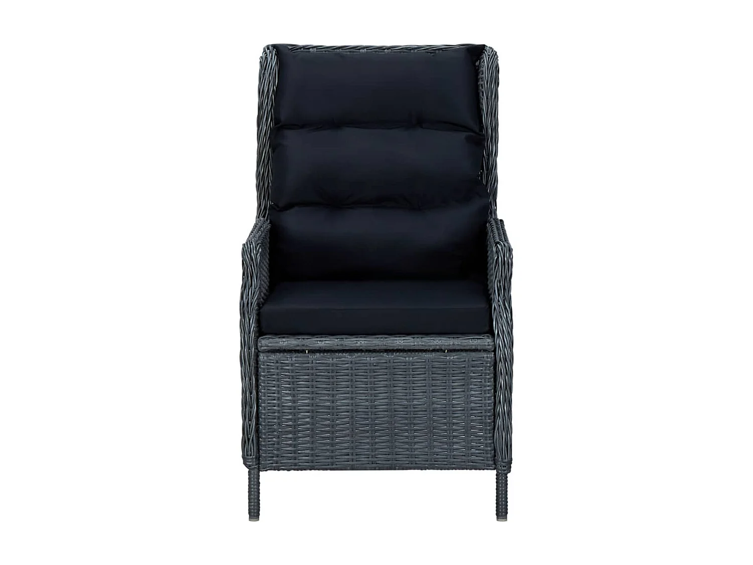 Chaise inclinable de jardin coussins Résine tressée Gris foncé