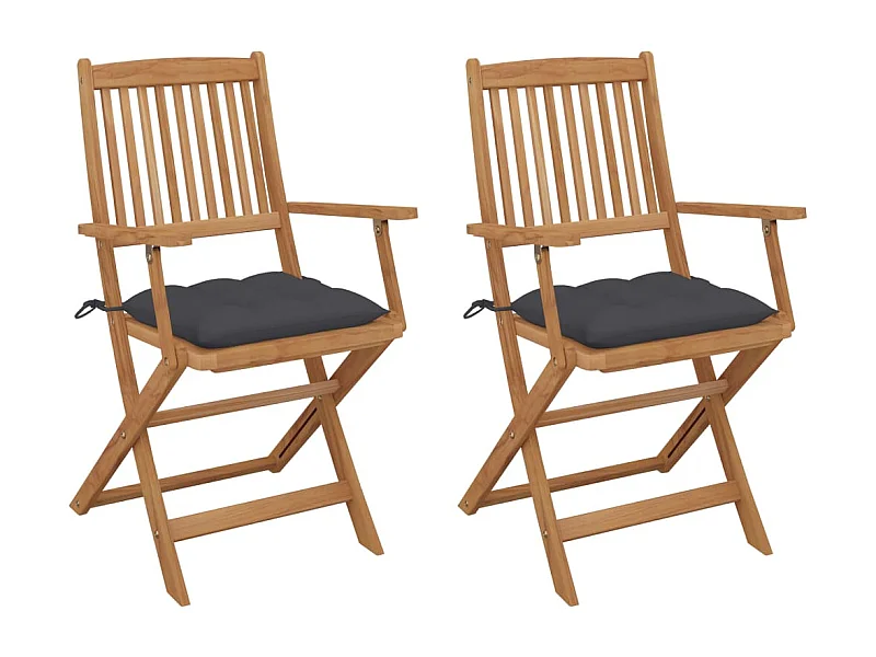Chaises pliables de jardin 2 pcs avec coussins Bois d'acacia 36