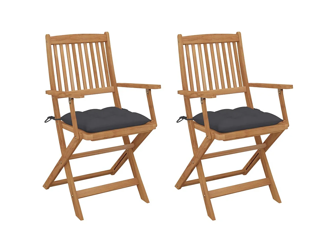 Chaises pliables de jardin 2 pcs avec coussins Bois d'acacia 36