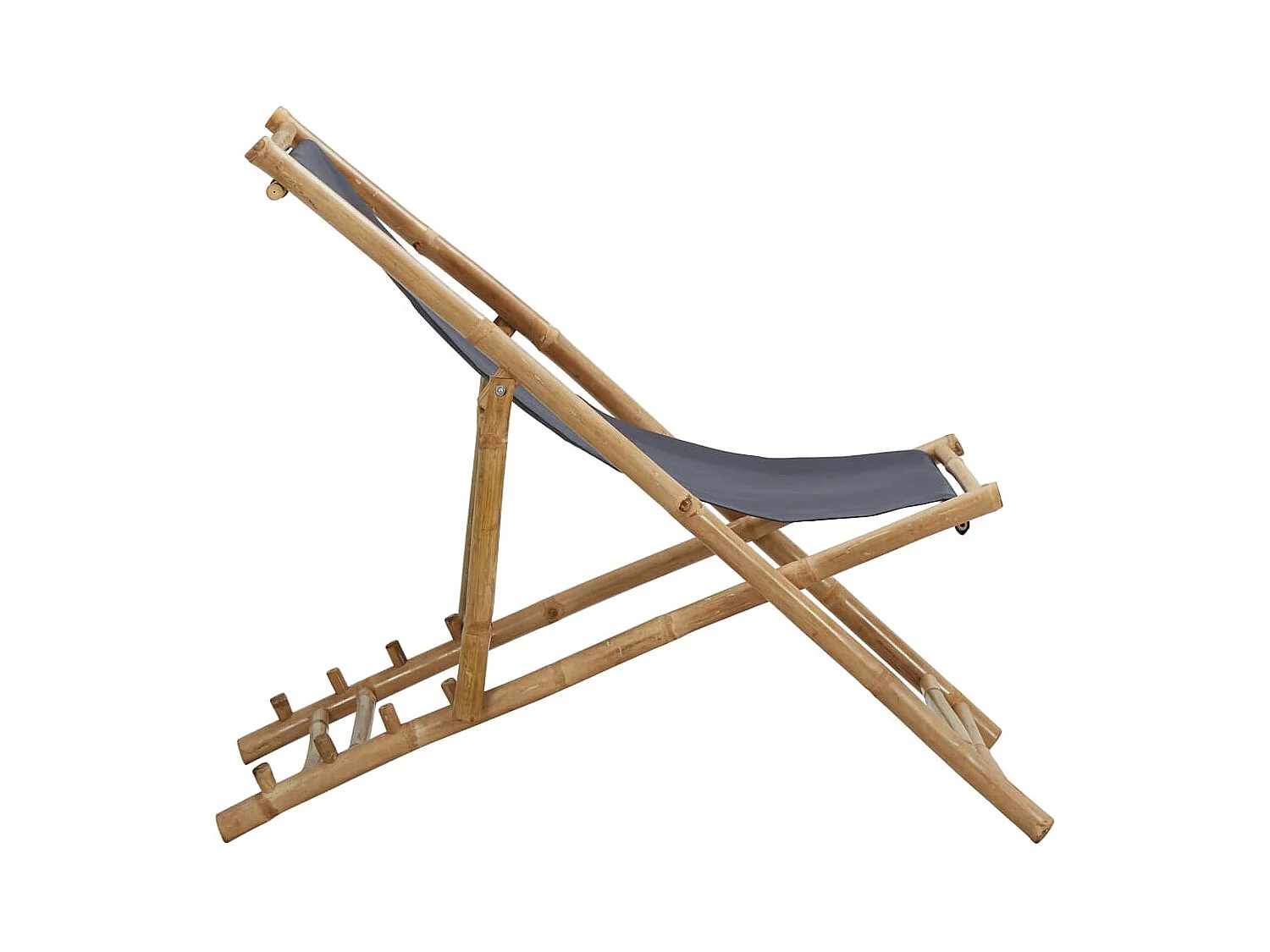 Chaise de terrasse Bambou et toile Gris foncé