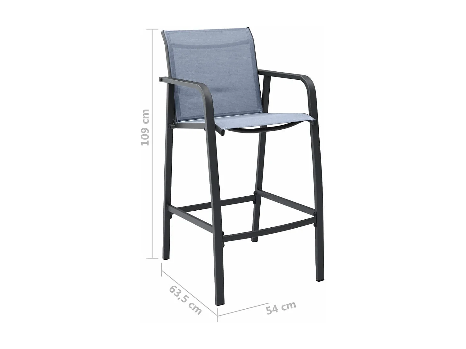 Chaises de bar de jardin 2 pcs Gris Txtilène