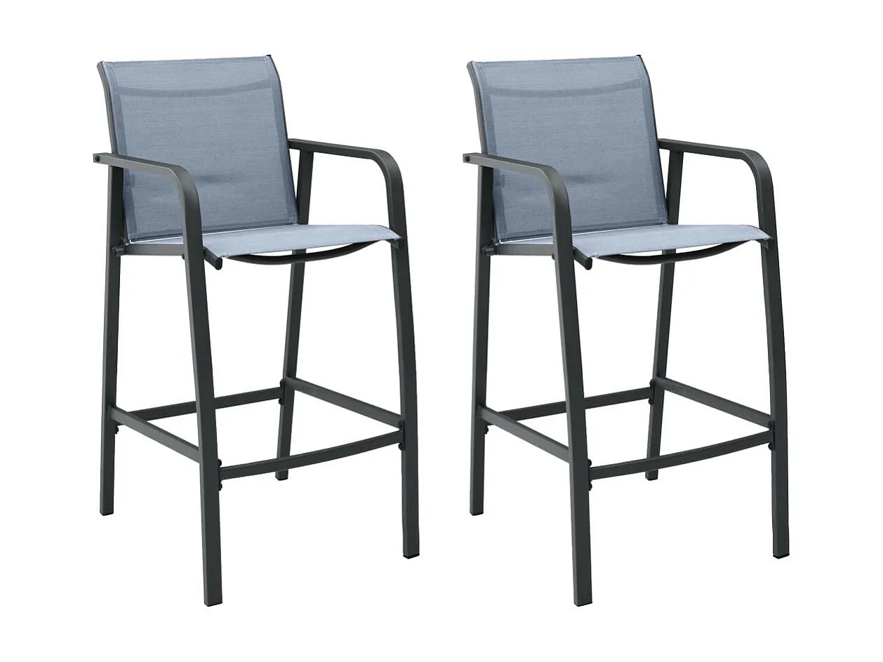 Chaises de bar de jardin 2 pcs Gris Txtilène
