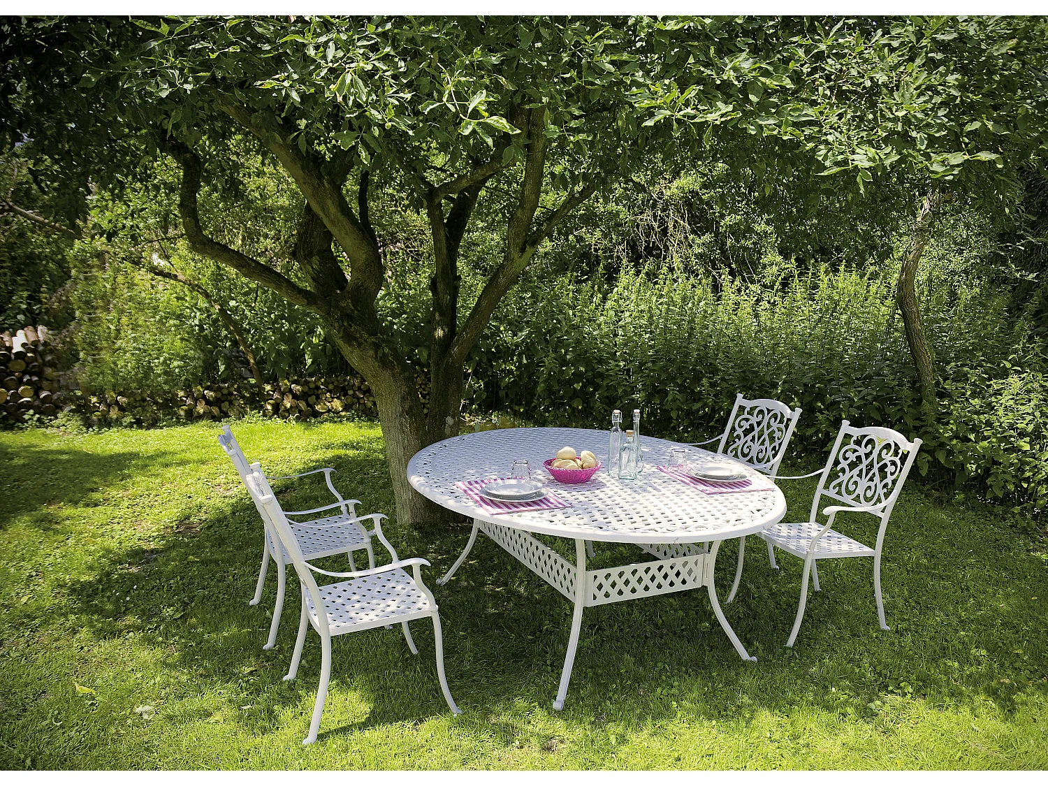 Chaise de jardin aluminium moulée blanc Kofiam - Lot de 2