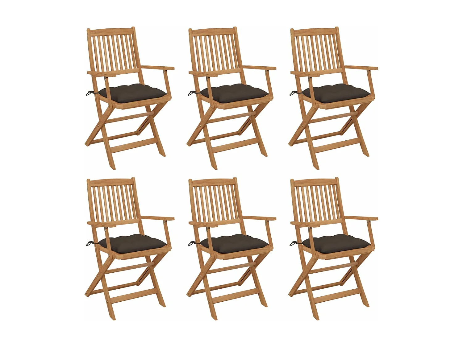 Chaises pliables de jardin 6 pcs avec coussins Bois d'acacia 128