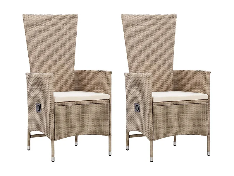 Chaises d'extérieur 2 pcs avec coussins Résine tressée Beige