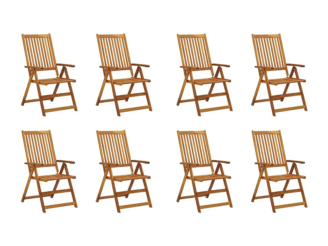Chaises pliables de jardin avec coussins 8 pcs Bois d'acacia 28