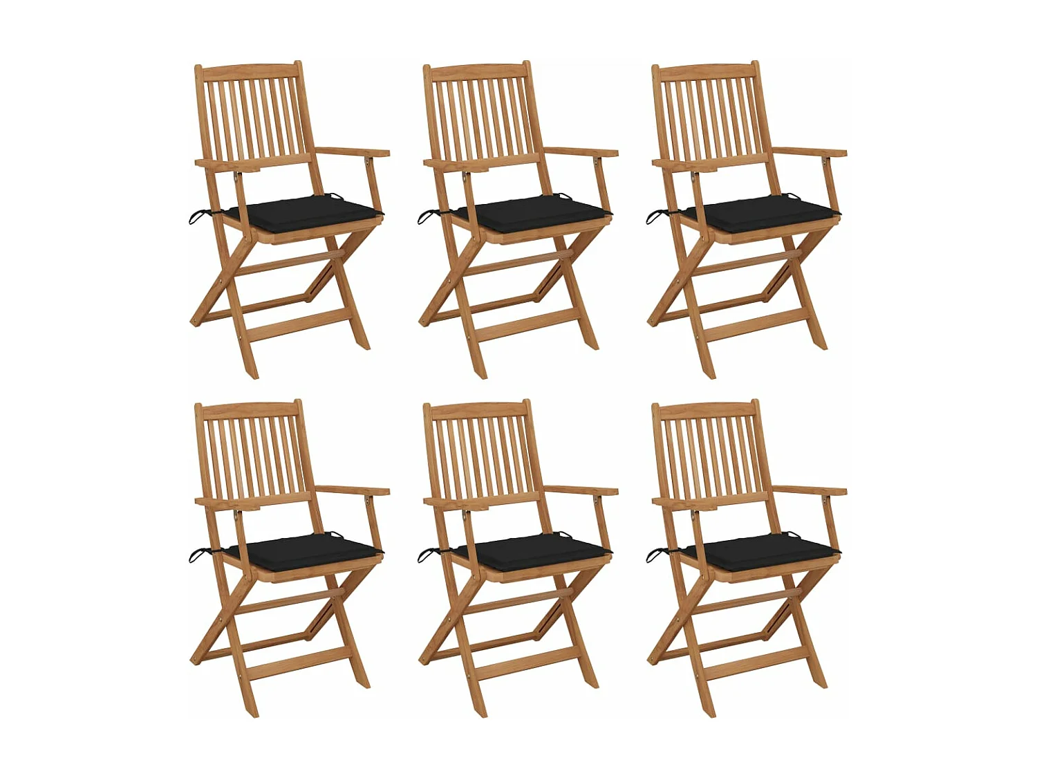 Chaises pliables de jardin 6 pcs avec coussins Bois d'acacia 84
