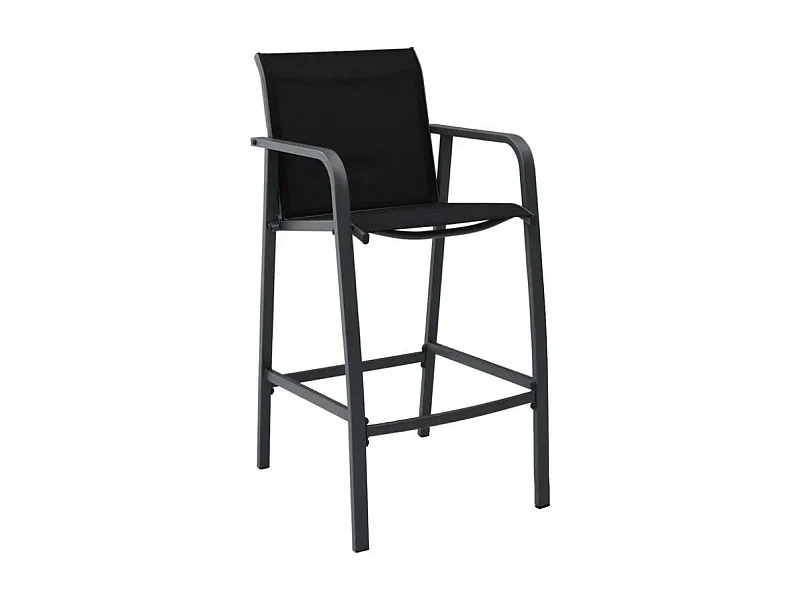 Chaise de bar de jardin textilène et métal noir Nael - Lot de 4
