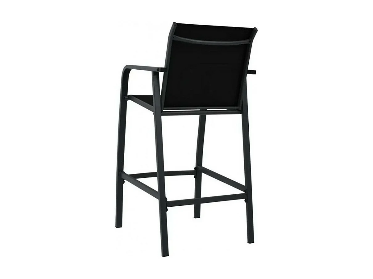 Chaise de bar de jardin textilène et métal noir Nael - Lot de 4