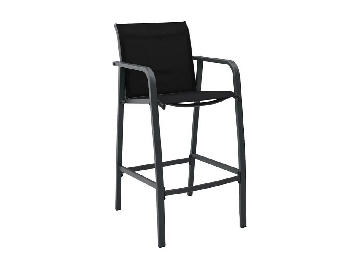 Chaise de bar de jardin textilène et métal noir Nael - Lot de 4