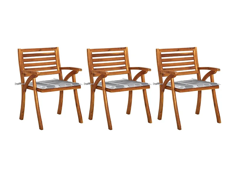 Chaises à dîner de jardin avec coussins 3 pcs Acacia massif 11