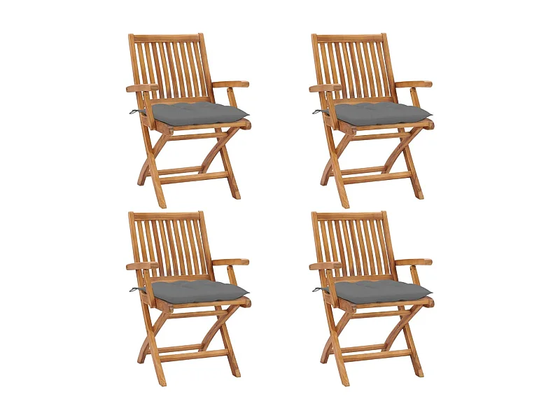 Chaises pliables de jardin avec coussins 4 pcs Teck solide 31