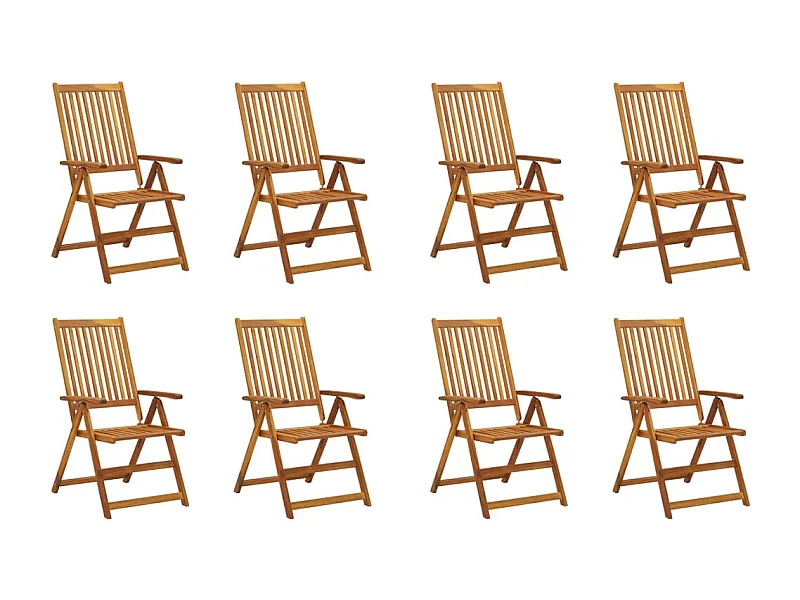 Chaises pliables de jardin avec coussins 8 pcs Bois d'acacia 3