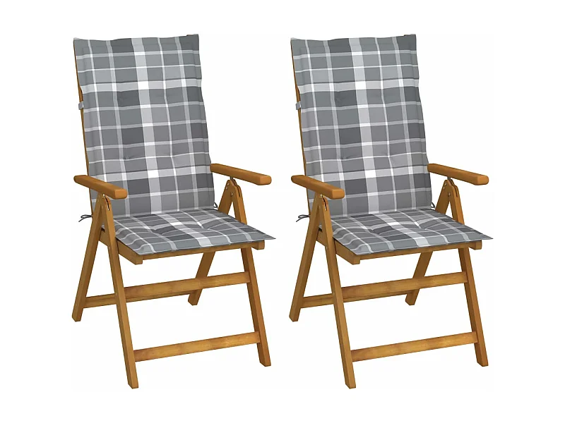 Chaises inclinables de jardin 2 pcs avec coussins Bois d'acacia 4