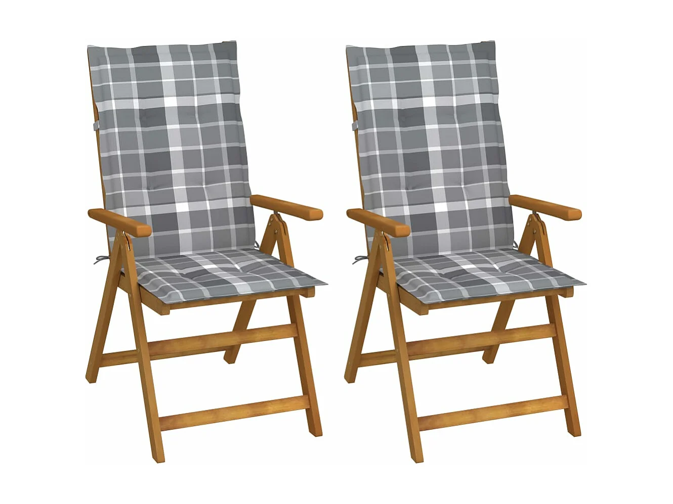 Chaises inclinables de jardin 2 pcs avec coussins Bois d'acacia 4