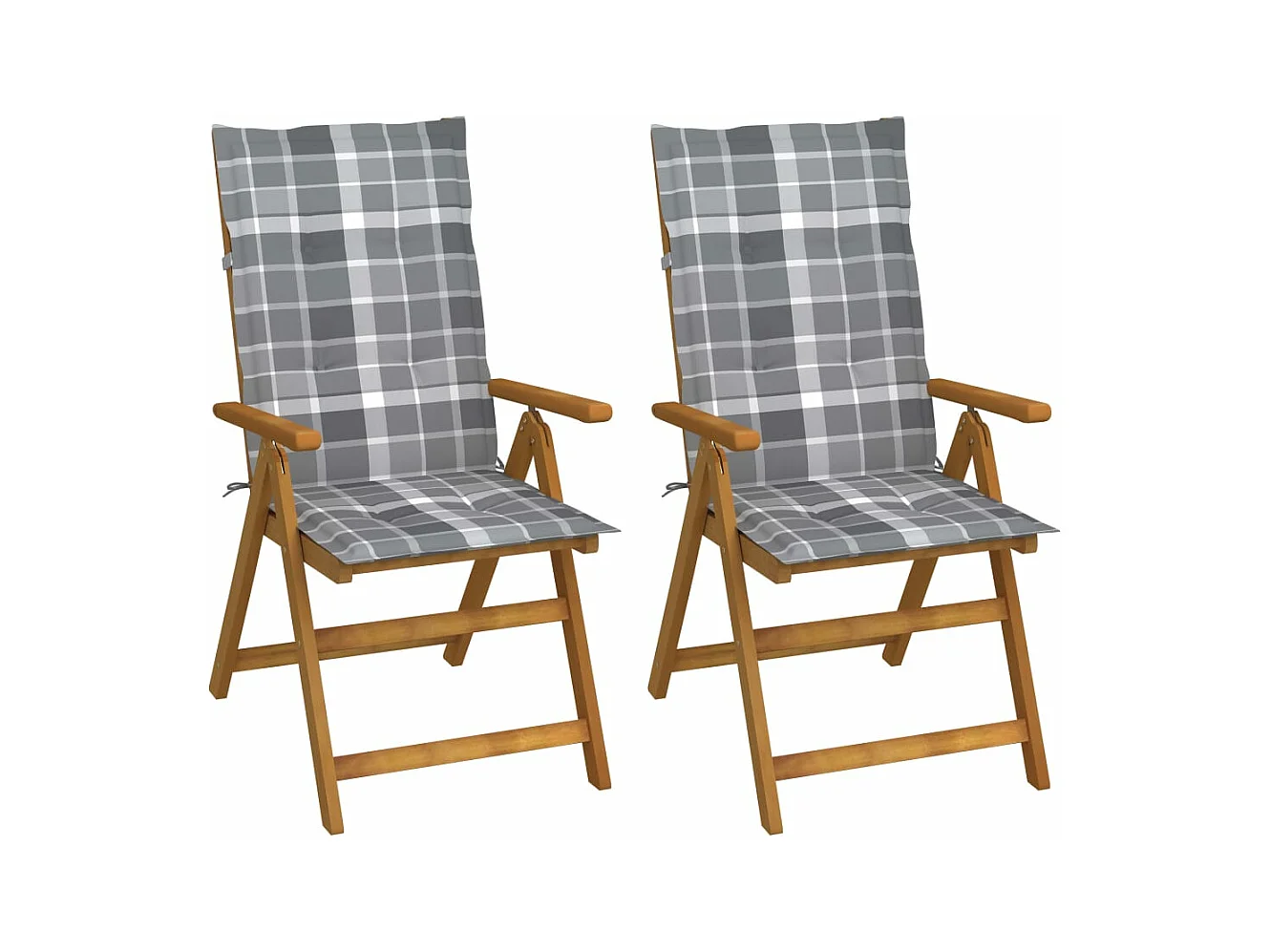 Chaises inclinables de jardin 2 pcs avec coussins Bois d'acacia 4