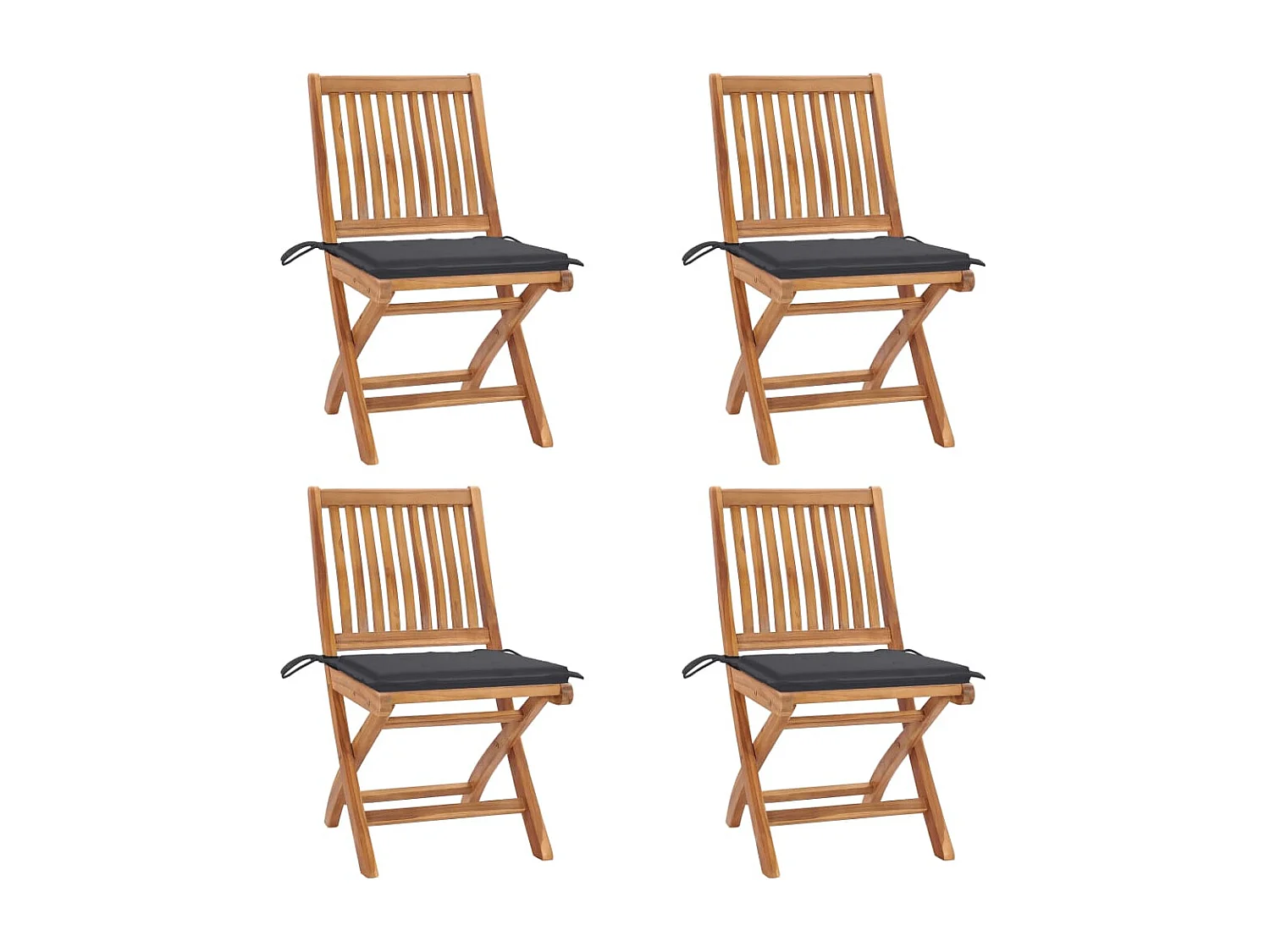 Chaises pliables de jardin avec coussins 4 pcs Teck solide 13