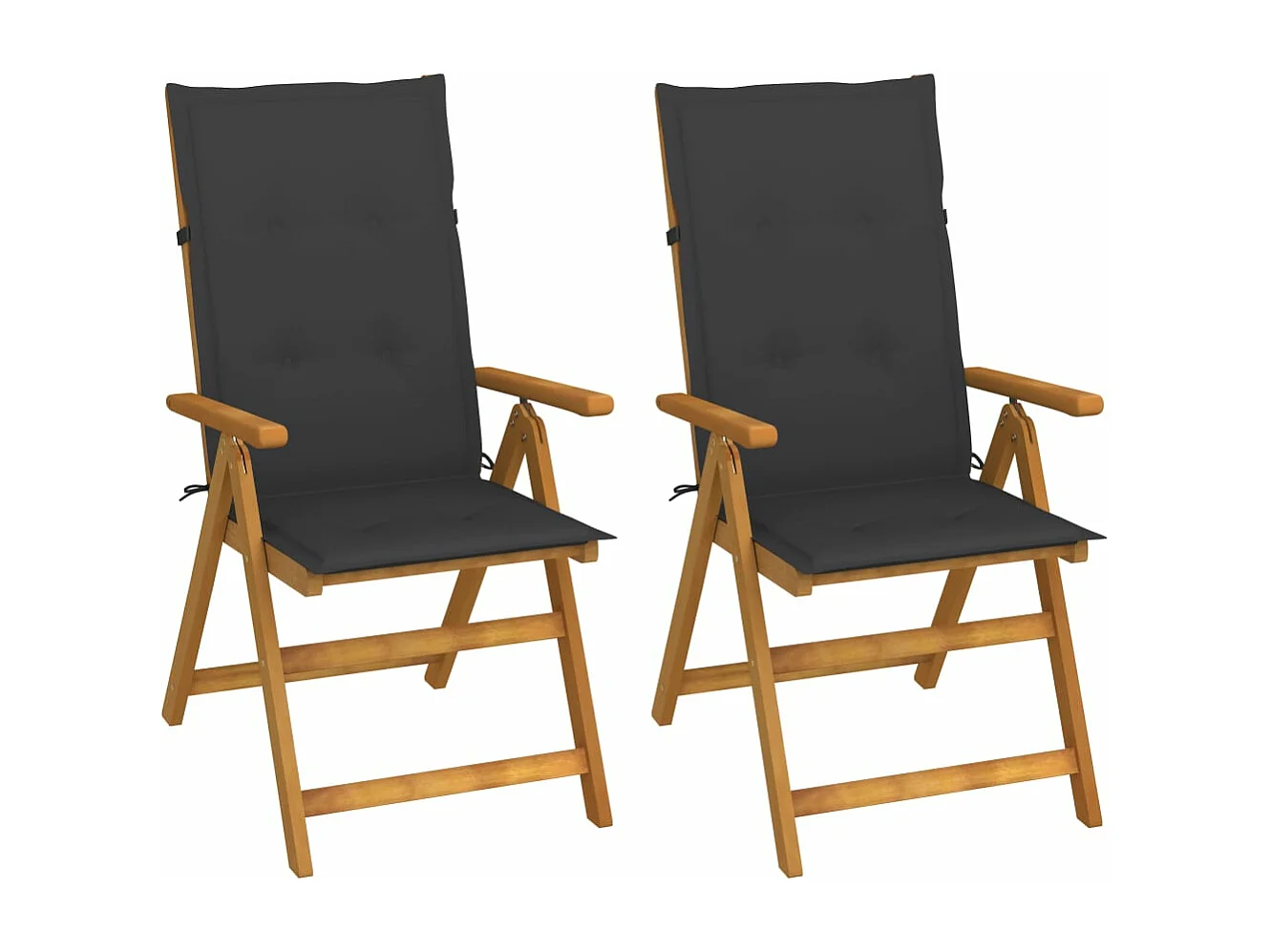 Chaises inclinables de jardin 2 pcs avec coussins Bois d'acacia 2