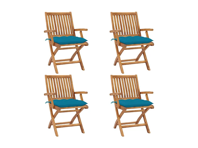 Chaises pliables de jardin avec coussins 4 pcs Teck solide 33