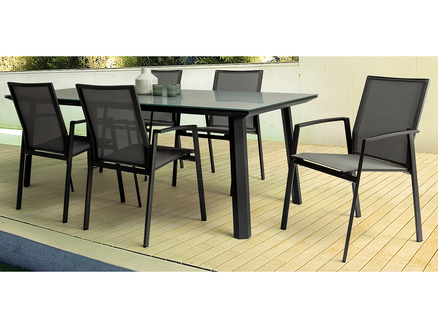 Cadia antraciet aluminium tuinfauteuil - Set van 4