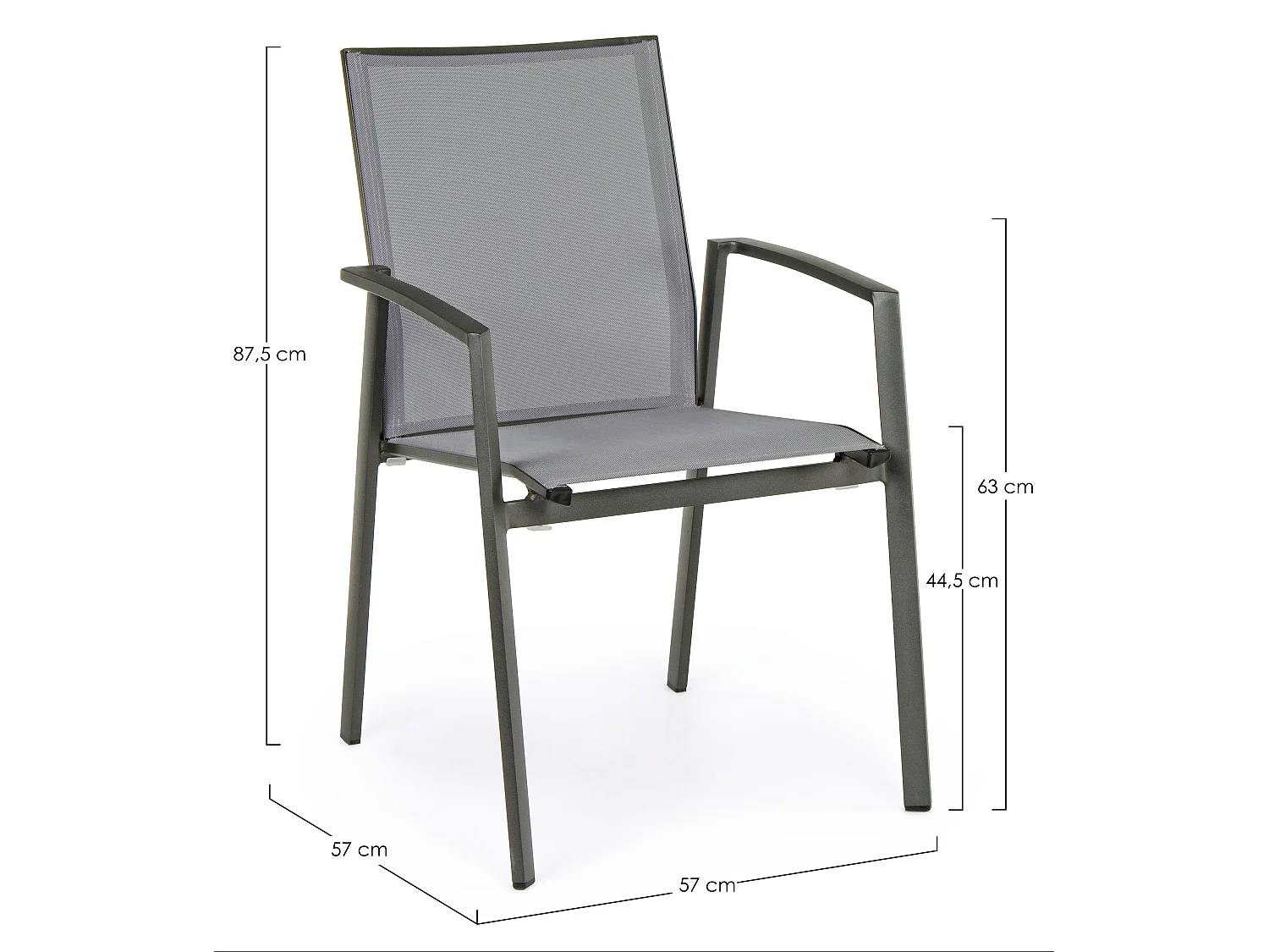 Cadia antraciet aluminium tuinfauteuil - Set van 4