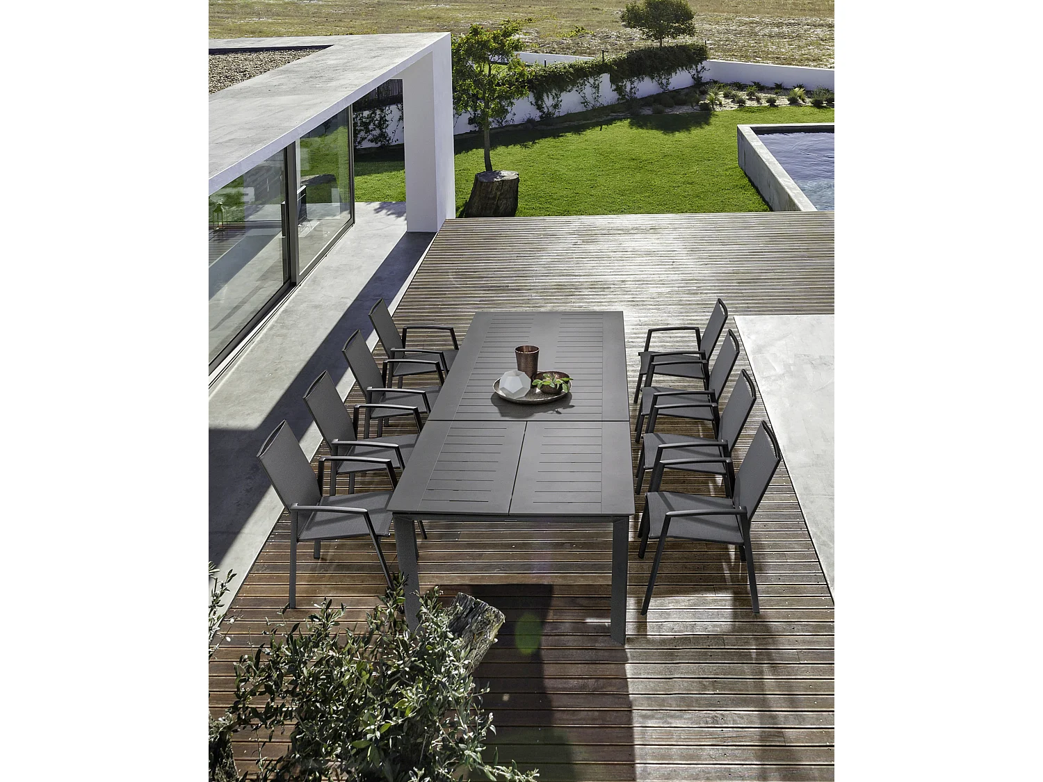 Fauteuil de jardin en aluminium anthracite Cadia - Lot de 4