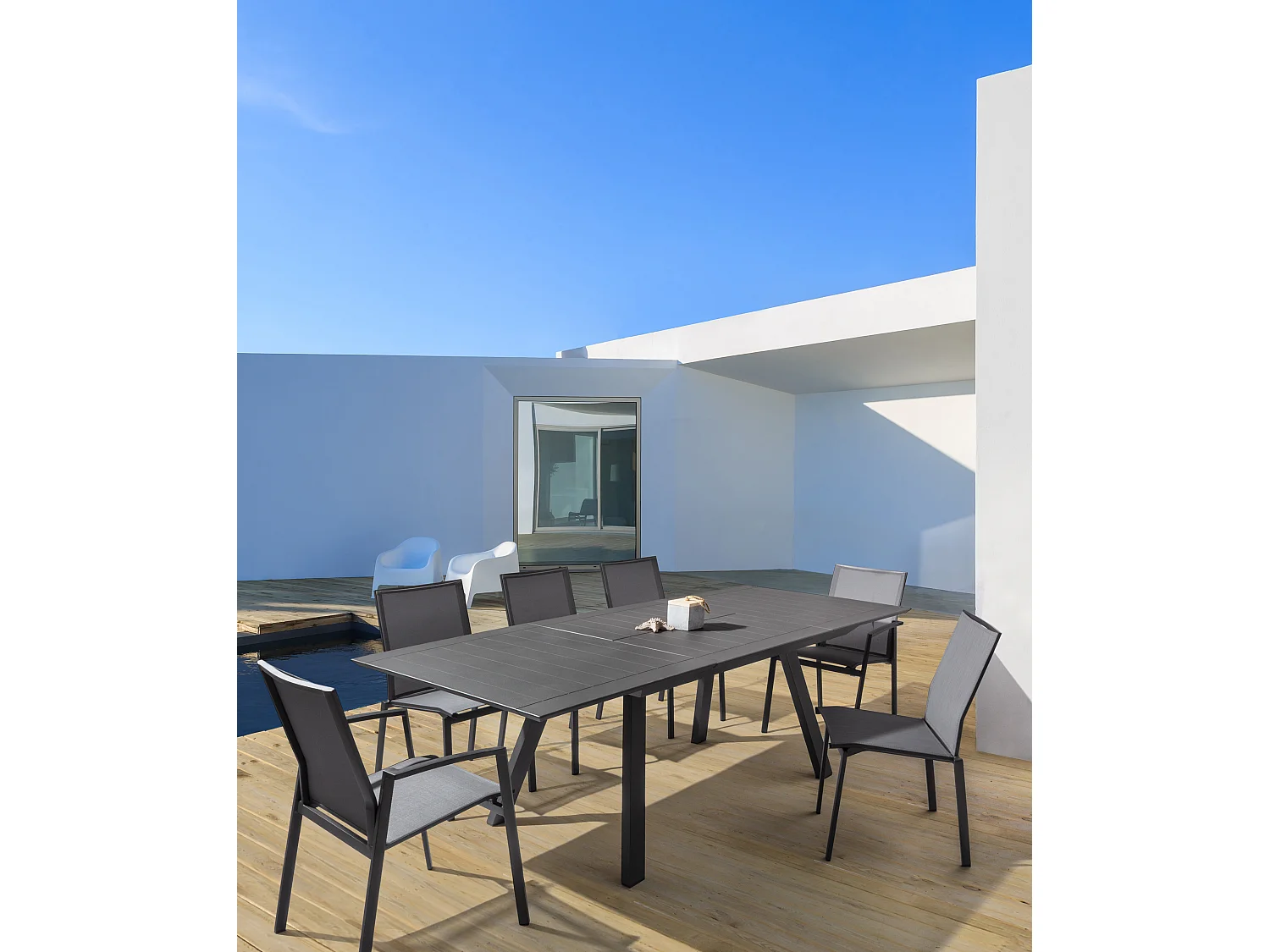 Fauteuil de jardin en aluminium anthracite Cadia - Lot de 4