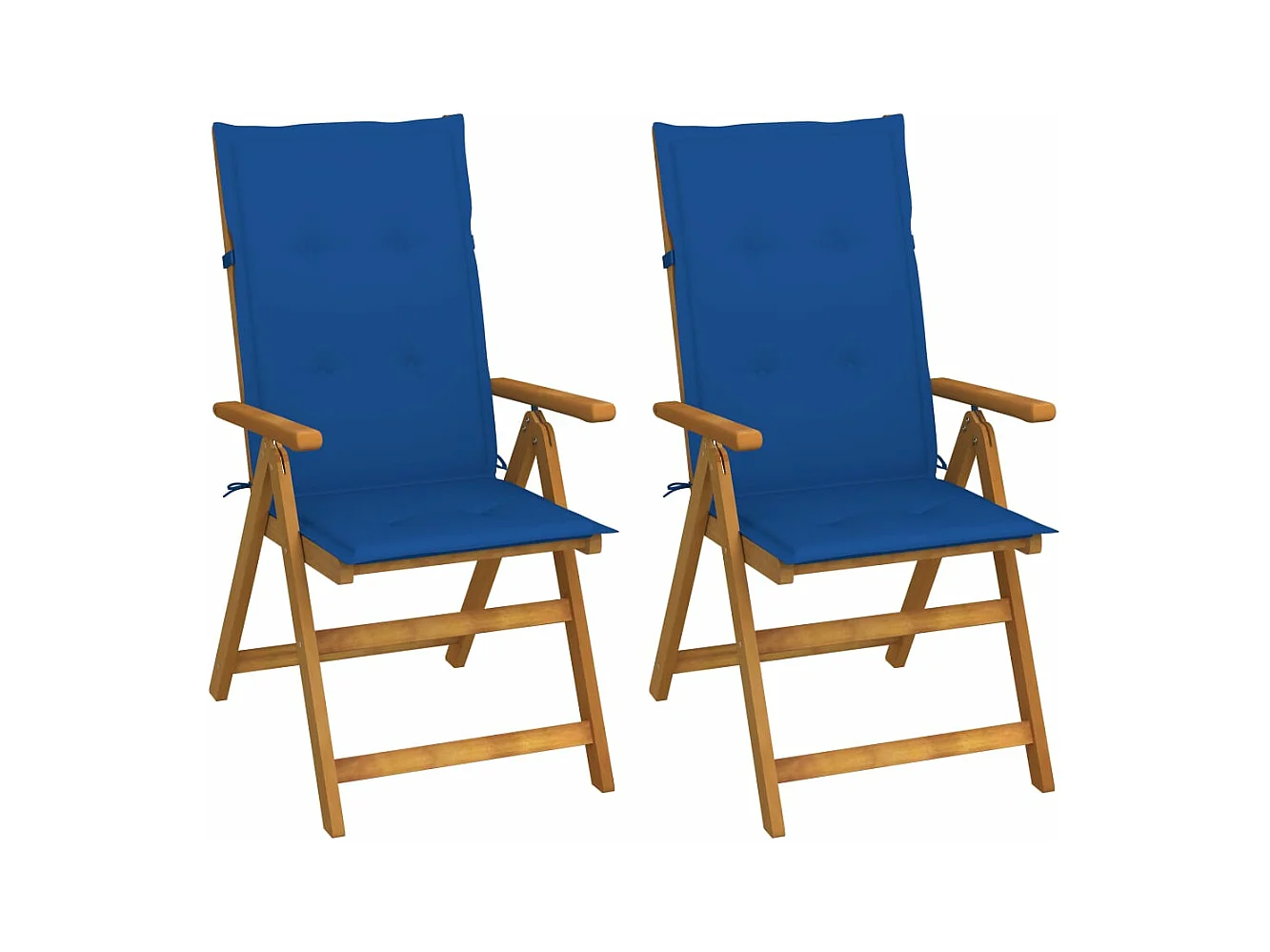 Chaises inclinables de jardin 2 pcs avec coussins Bois d'acacia 15