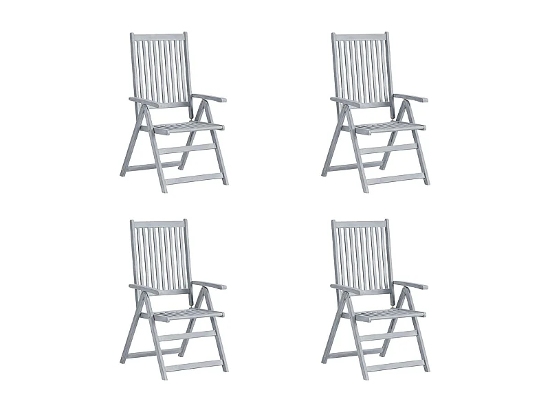 Chaises inclinables de jardin 4 pcs Gris Bois solide d'acacia
