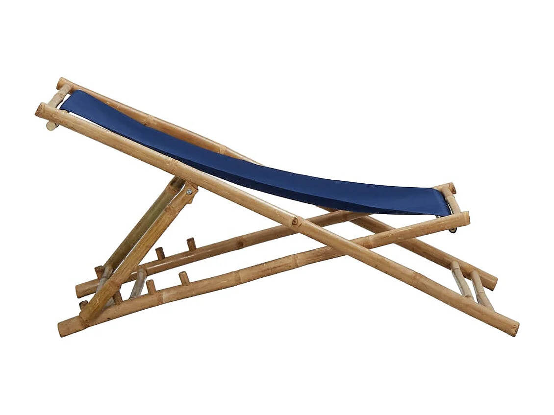 Chaise de terrasse Bambou et toile Bleu marine