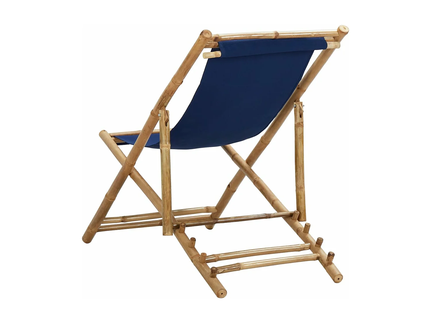 Chaise de terrasse Bambou et toile Bleu marine